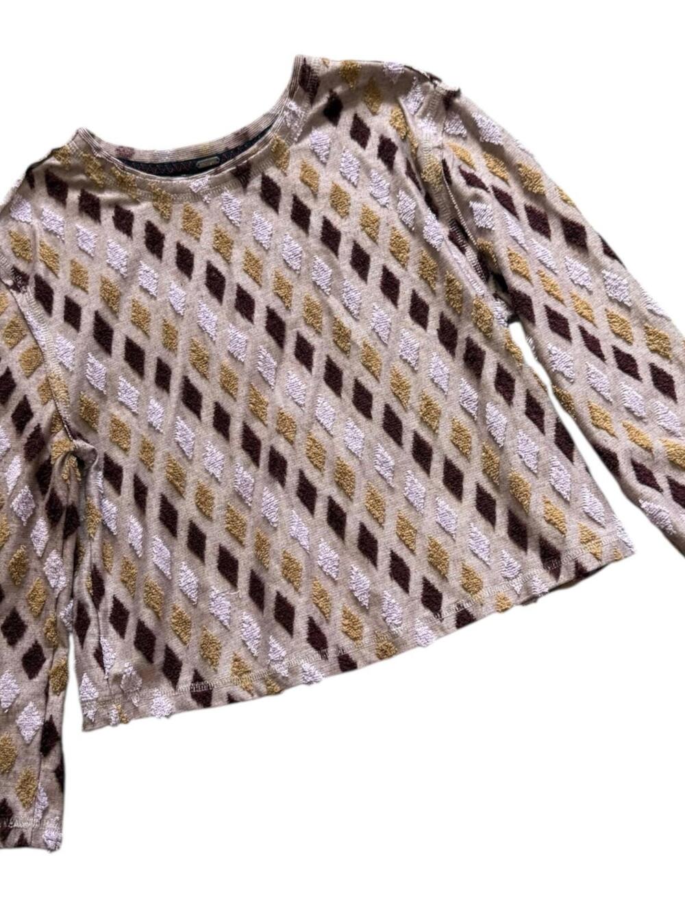 Free People Geometric Diamond Print Long Sleeve Top